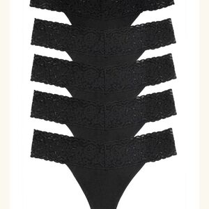 NWT! 5 Pack Black Lace Thong Panties